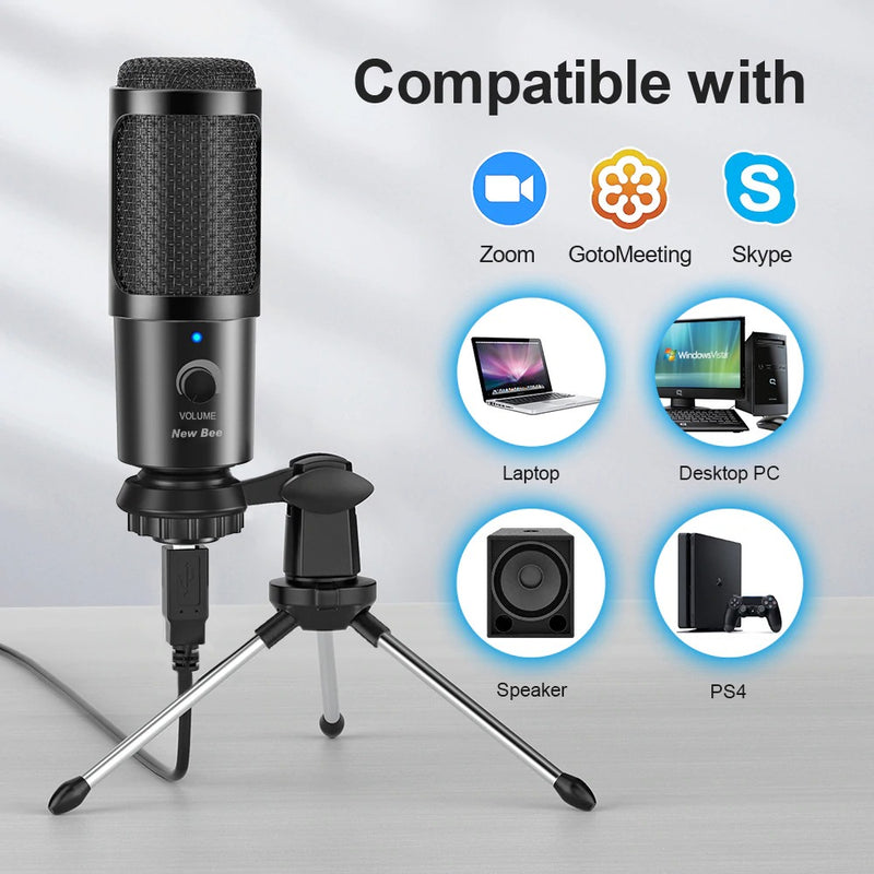 USB Microphone for PC Condenser Mic Vocals Recording Studio Microphone