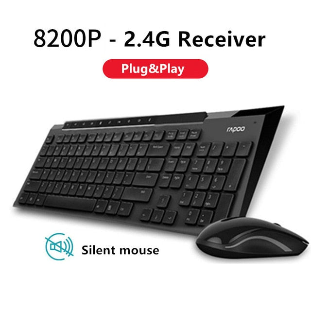 Rapoo Multimedia Wireless Keyboard Mouse Combos with Fashionable Ultra Thin Waterproof Silent Mice for Computer PC
