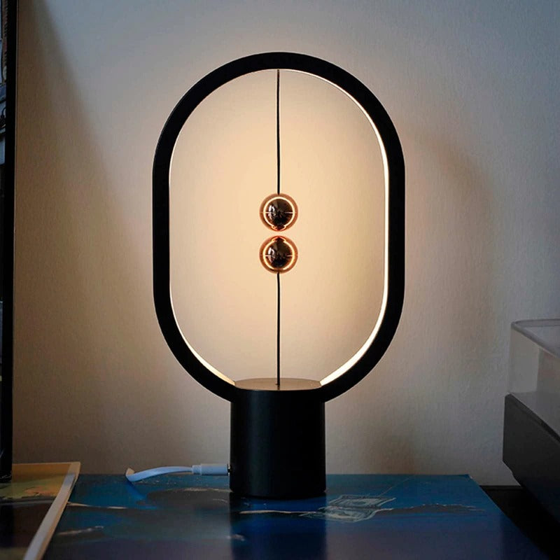 USB Rechargeable Mini Balance LED Table Lamp Ellipse Magnetic Mid-air Switch Touch Control Night Light