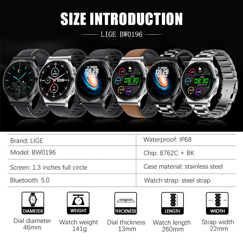 Fashion Touch screen IP68 Waterproof Sports Fitness Watch Luxury Smart Watch For Men