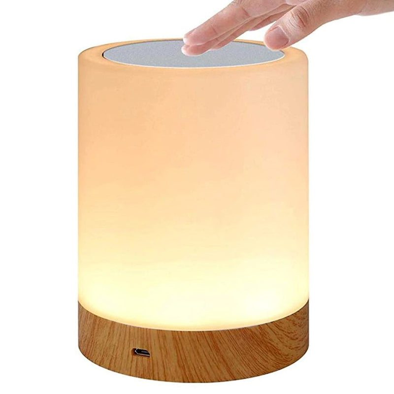 Dimmable Led Colorful Creative Wood Grain Rechargeable Night Light Lamp