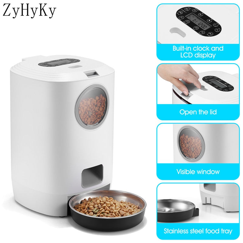 4.5L Smart Pet Cat Dog Bowl Food Automatic Dispenser With Timer Auto Electronic Feeder 4 Meal Voice Recorder