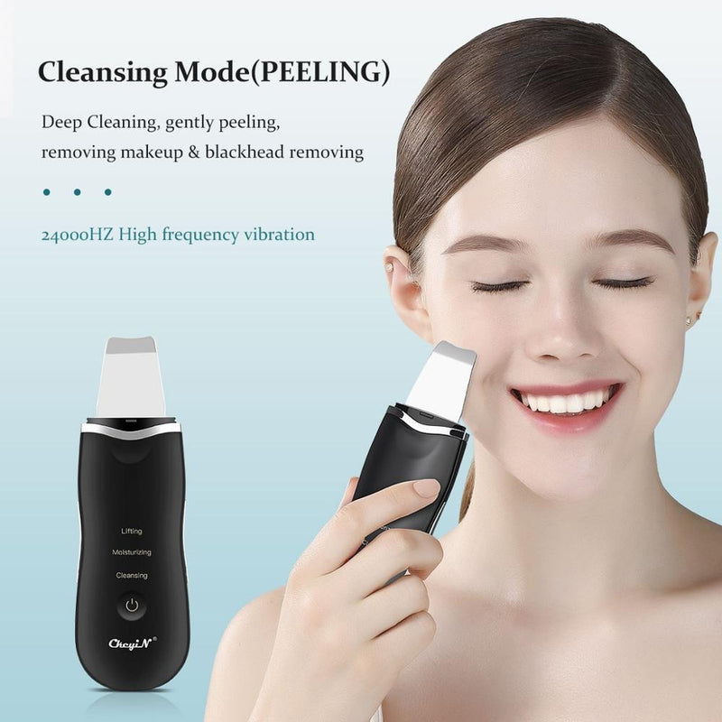 Facial Skin Scrubber Ion Deep Face Cleaning Peeling Rechargeable Skin Care Device