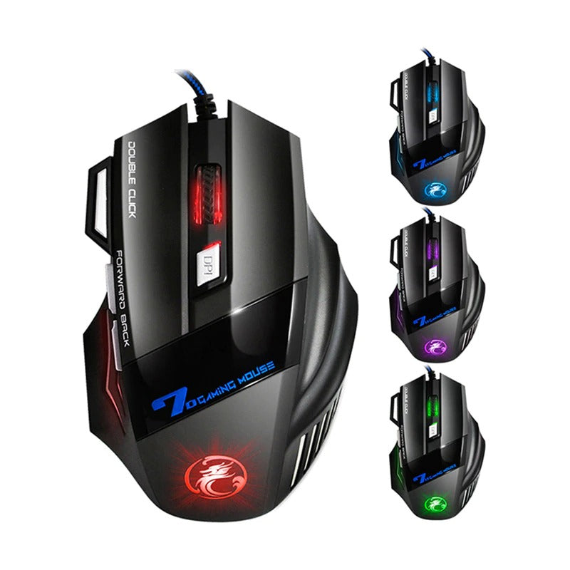 USB Wired LED Backlit Gamer Keyboard Mouse Combo Optical Pro 7 Buttons 5500 DPI
